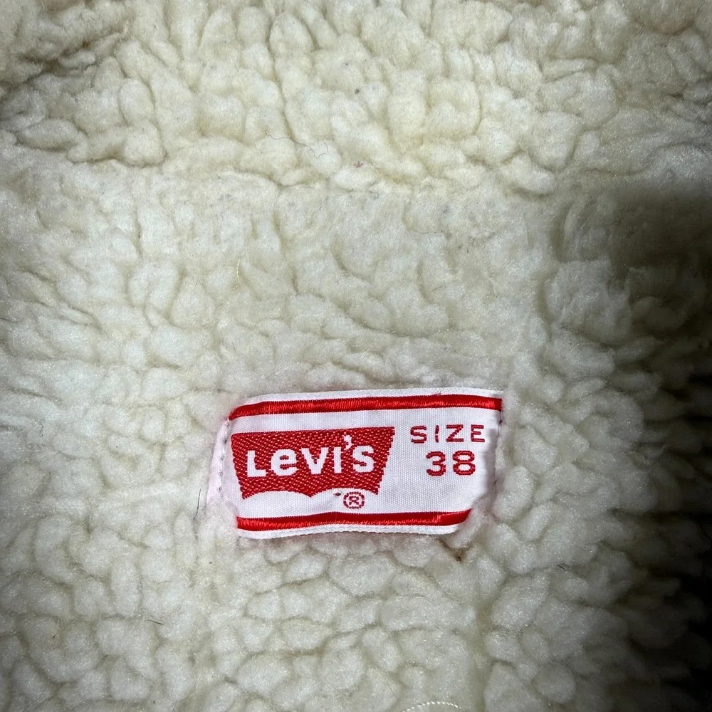VTG Levis Jacket Adult 38 Beige Corduroy Sherpa Lined Trucker 70S Usa‎ 20x24 S/M